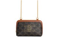 CELINE Triomphe Leather Handheld Shoulder Bag Crossbody Bag Women's Tawny