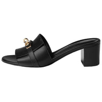 HERMES Gigi Slip Resistant Slide Slippers 5cm Women's Black