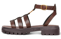 CELINE Cuir Triomphe Roman Sandals Women's Brown