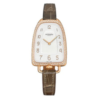 HERMES Wrist Watch Quartz Movement Leather Watch Bands 40mm White Dial Women's Watch