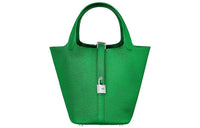 HERMES Picotin Cow Leather Handbag Women's 1K Bambou Bamboo Green