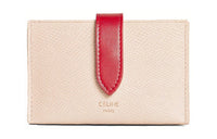 CELINE Grained Calfskin Card Holder Women's Nude Pink/Red
