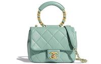 CHANEL Lambskin Shoulder Bags Handbags Women's Turquoise