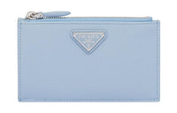 PRADA Saffiano Leather Business Card Holder Women's Light Blue