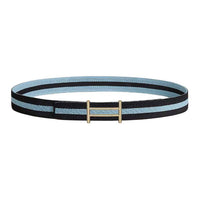 HERMES Nylon Leather Belts Men's Black/Blue Horizon Width: 3.2cm
