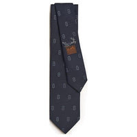 HERMES Mulberry Silk Ties Men's Marine Blue