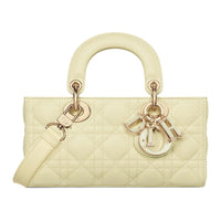 DIOR Lady D JOY Lambskin Portable Crossbody Bag Shoulder Bag Small Size Women's Light Yellow