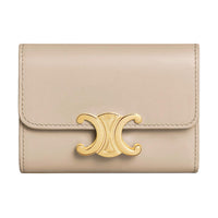 CELINE Shiny Calfskin Coin Purses Wallets Women's Cappuccino