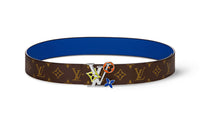 LOUIS VUITTON Emblem Silver Smooth Buckle Leather Belts Men's Brown Width: 4cm