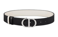 DIOR Calfskin Leather Belts Women's Black Width 3.5CM