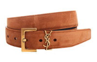 SAINT LAURENT Cow Leather Belts Women's Brown Width 3cm
