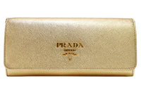 PRADA Leather Shoulder Bag Crossbody Bag Women's Gold