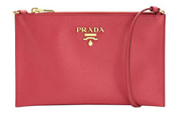 PRADA Cow Leather Shoulder Bag Mahjong Clutch Shoulder Bag Women's Red