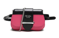 PRADA Sidonie Cow Leather One Shoulder Crossbody Fanny Pack Women's Rose Red