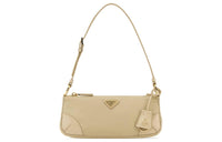 PRADA Re-Edition Recycled Nylon Mixed With Shiny Leather Handbag Shoulder Bag Women's Sand