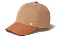 HERMES Calfskin Cotton Baseball Caps Women's Brown
