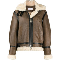 CELINE Leather Jacket Women's Brown