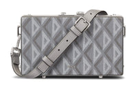 DIOR Lock Smooth Cow Leather With Canvas Messenger Bag Shoulder Bag Crossbody Bag Mini Men's Dio Gray
