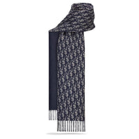 DIOR Wool Cashmere Knit Scarves Men's Blue