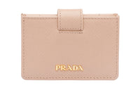 PRADA Leather Card Holder Women's Nude Pink