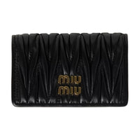 MIU MIU Quilting Nappa Leather Card Holder Women's Black