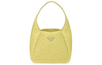 PRADA Ostrich Leather Handbag Women's Yellow
