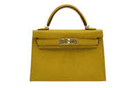 HERMES Mini Kelly 2nd Generation Epsom Leather Kelly Bag Handbag Mini Women's Amber Yellow