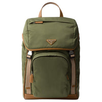 PRADA Recycled Nylon Backpack Men's Army Green & Caramel