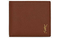 SAINT LAURENT Grained Leather Wallet Men's Brown