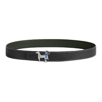 HERMES Calfskin Leather Belts Men's Black Green Width: 3.2CM