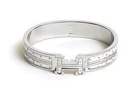HERMES Palladium-Plated Enamel Bangles Women's Silver