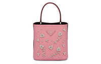 PRADA Panier Leather Handbag Small Size Women's Petal Pink