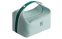 HERMES Bride-a-Brac Fabric Surface Patchwork Cotton Handbag Toiletry Bag Large Size Unisex Blue