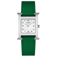 HERMES Wrist Watch Quartz Movement Cowhide Strap 25*21mm White Dial Women's Watch