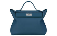 HERMES 24/24 Aurillon Maurice Leather Patchwork Barenia Calfskin Handbag Women's Blue