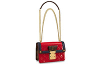 LOUIS VUITTON Canvas With Leather Chain Bag Shoulder Bag Women's Patent Leather Scarlet