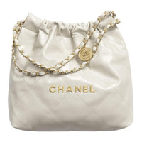 CHANEL 22Bag Shiny Calfskin Handbag Shoulder Bag Women's Light Gray