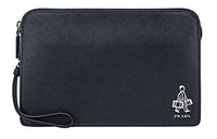 PRADA Cow Leather Clutch Regular Men's Black