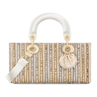 DIOR Lady D-JOY Cotton Shoulder Bag Crossbody Bag Handbag Small Size Women's Gold