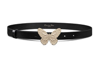 DIOR Calfskin Leather Belts Women's Black Width 2cm