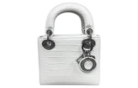 DIOR Lady Dior Crocodile Leather Handbag Mini Women's White