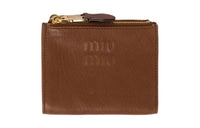 MIU MIU Leather Wallet Small Size Women's Oak