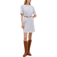 HERMES Short-Sleeved Dresses Women's Blue White