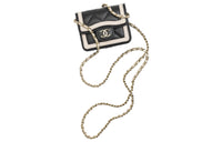 CHANEL Lambskin Shoulder Bag, Crossbody Bag Mini Women's Black/Beige