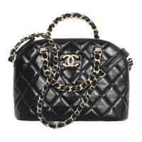 CHANEL Lambskin Handbag Shoulder Bag Crossbody Bag Small Size Women's Black