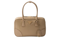 PRADA Fabric With Leather Shoulder Bags Handbags Medium Size Women's Camel Brown