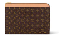 LOUIS VUITTON Coated Canvas With Leather Trim Envelope Bag, Clutch Large Size Men's Brown