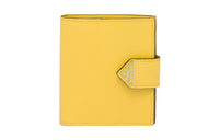 PRADA Leather Card Clip Wallets Men's Yellow