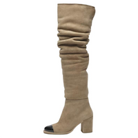CHANEL 24K Knee-high Boots 9cm Women's Brown
