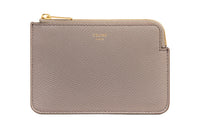 CELINE Grained Calfskin Coin Purse Card Holder Wallet Women's Eggstone Gray